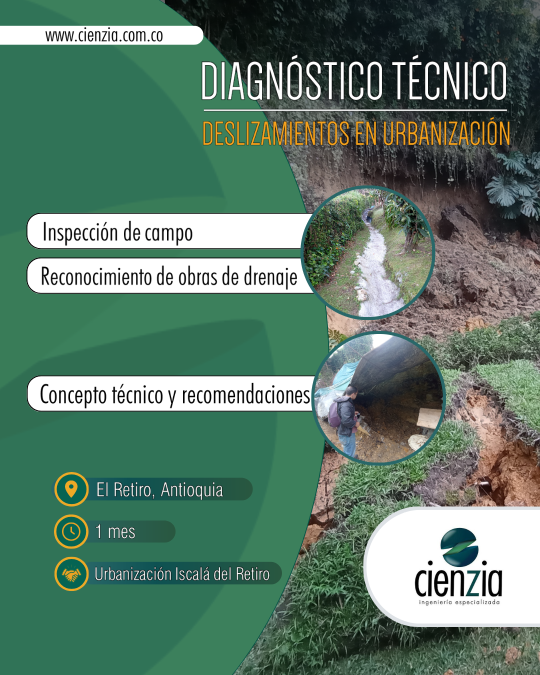 Deslizamientos en urbanización - El Retiro